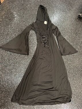 Rite  Aid Sorceress Black Dress Hooded  Costume Renaissance Medieval Gown M/L
